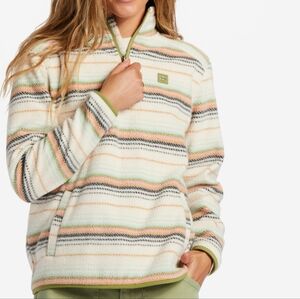 Billabong Boundary Mock 3 Fleece White Cap Pullover Size Medium